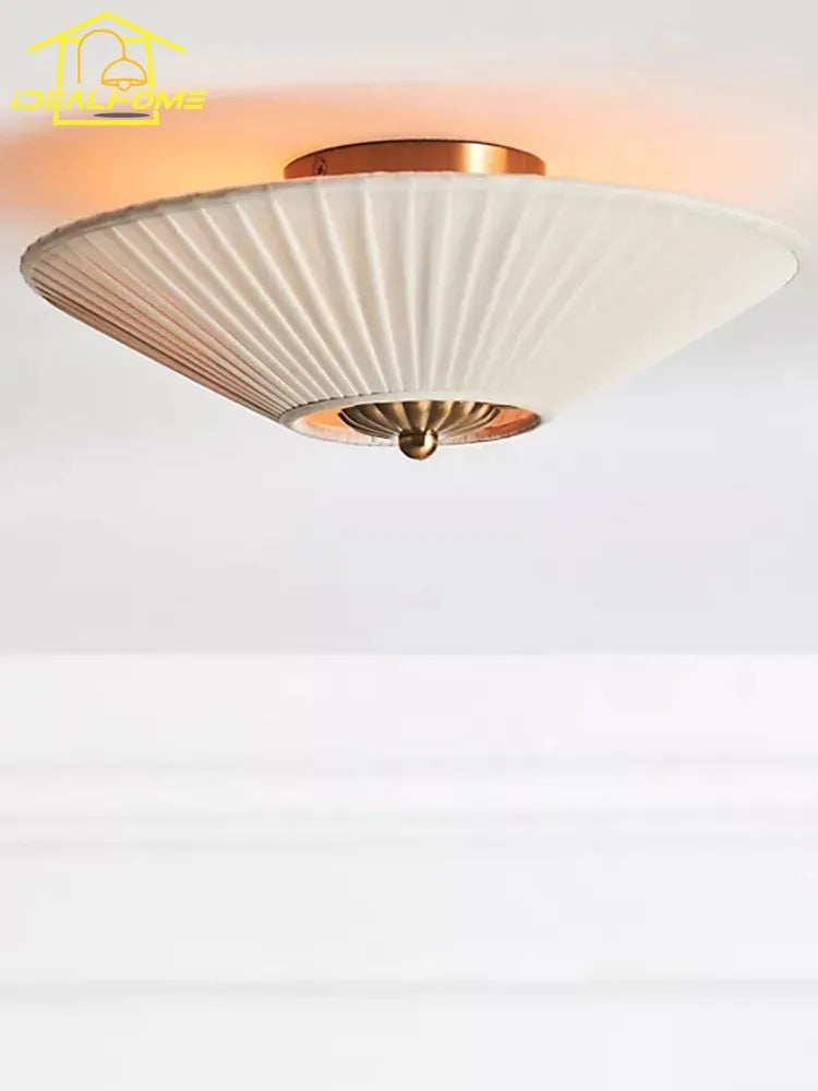 American vintage pleated fabric decorative ceiling light
