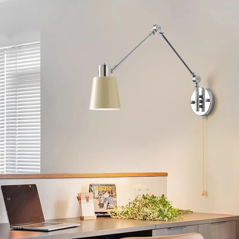 Modern telescopic wall light with adjustable swing arm and rotatable lamp - vue 3 sur 11