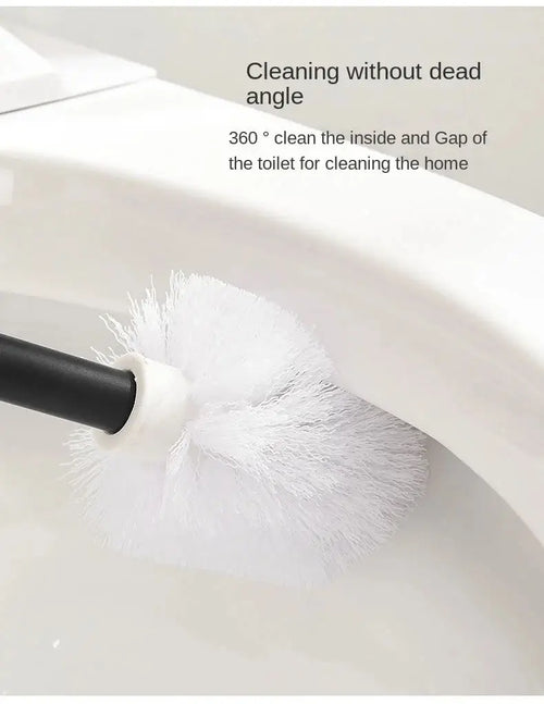 Wall-Mounted Toilet Brush Holder Set, Ceramic Base, Solid Wood, Luxury Bathroom Accessories, No Dead Corner - vue 4 sur 6