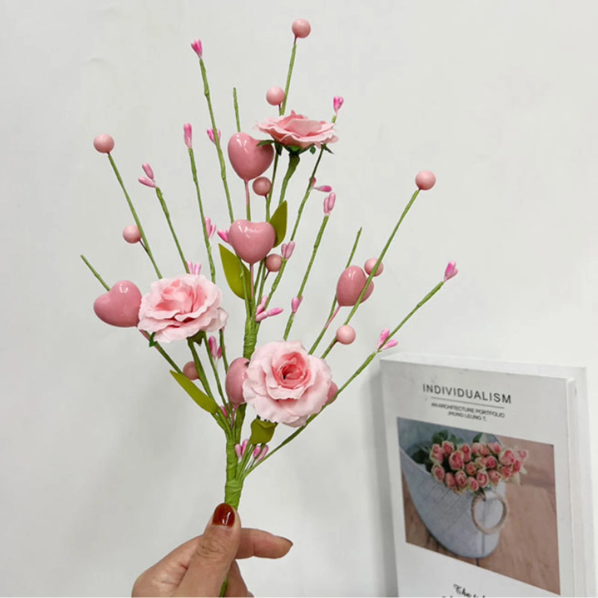 Valentine’s Day artificial rose branch with love berries