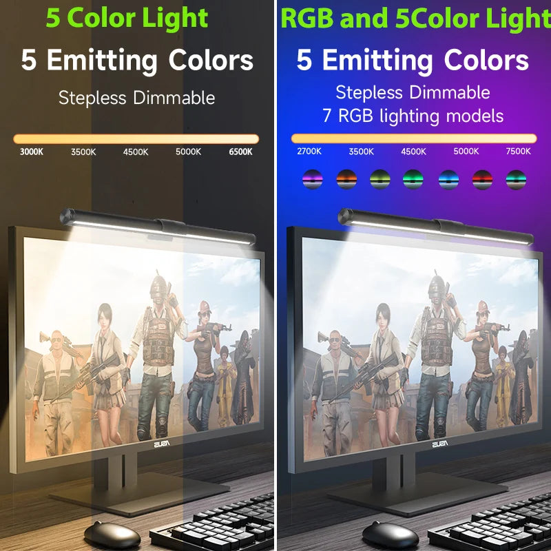 Portable USB desk lamp with RGB mood lighting