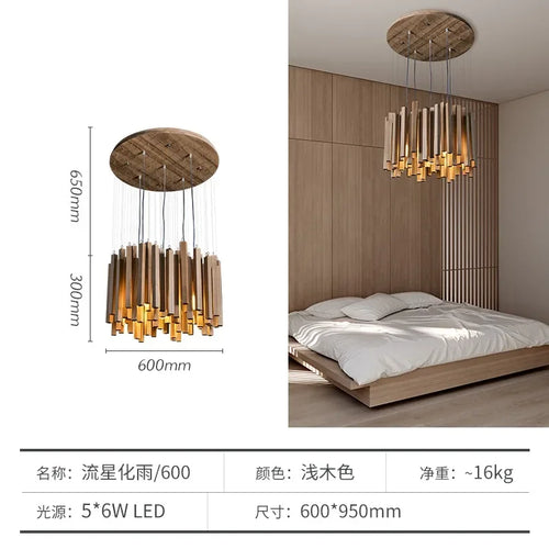 Solid wood Chinese restaurant chandelier - vue 15 sur 16