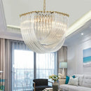 Modern metal and glass chandelier with LED lighting