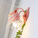 Princess crystal glass wall light with pink bow