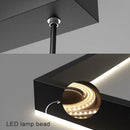 Modern square LED chandelier for living room, dining room, bedroom, kitchen, black rectangular ceiling pendant light