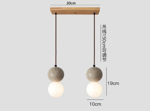 Retro nordic cave stone pendant light for restaurant - vue 10 sur 9
