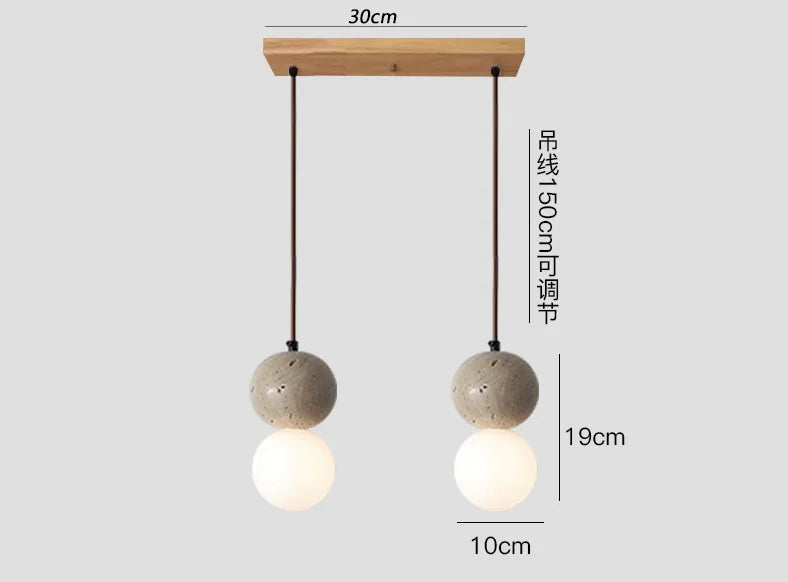 Retro nordic cave stone pendant light for restaurant - vue 9 sur 9