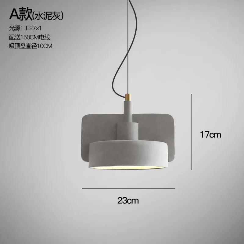 Industrial cement pendant light for retro interior decor - vue 8 sur 12