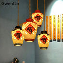 Chinese style wine jar pendant light for indoor decor