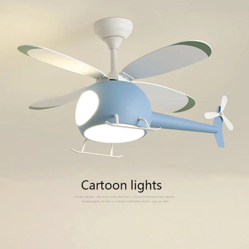 Helicopter ceiling fan LED light for children's bedroom