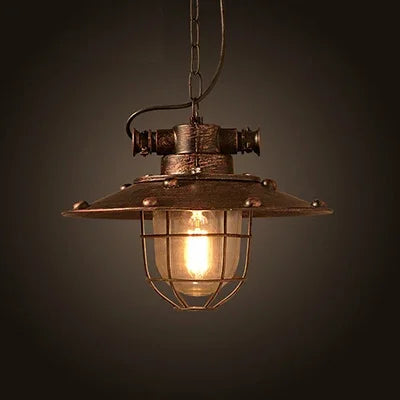 Industrial retro pendant light vintage with LED E27 bulb for bedroom dining kitchen bar - vue 9 sur 23