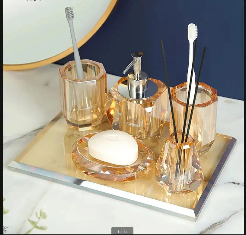 crystal and glass toiletries set