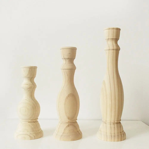rustic retro wooden candlesticks for wedding party and crafts - vue 3 sur 9