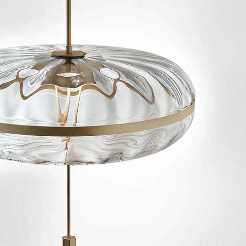 suspension luxe design post-moderne en verre ondulé pour intérieur loft - vue 6 sur 6