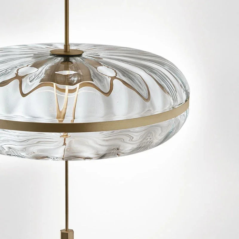 suspension luxe design post-moderne en verre ondulé pour intérieur loft - vue 5 sur 6