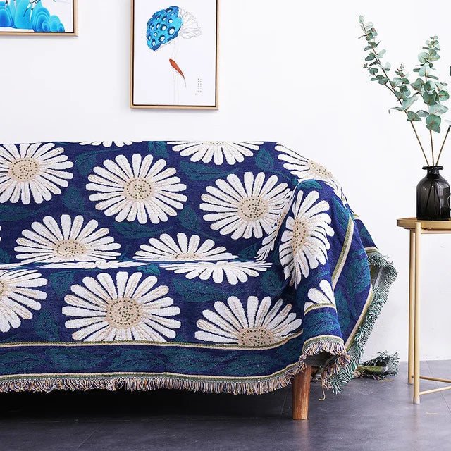 Bohemian knitted world map decorative throw for sofa