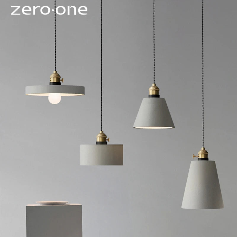 Nordic cement LED pendant lights - vue 3 sur 10