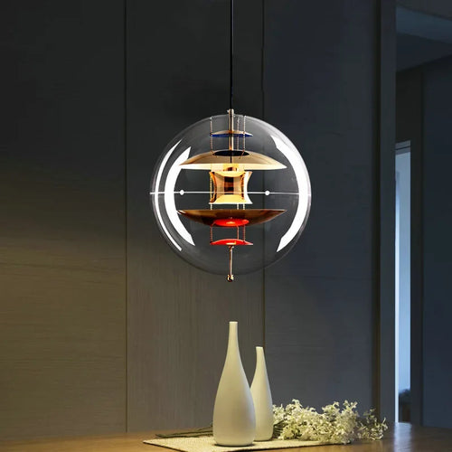 Modern Danish art planet acrylic LED chandelier pendant light - vue 2 sur 9