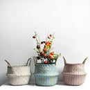 handmade patchwork seagrass foldable wicker storage basket