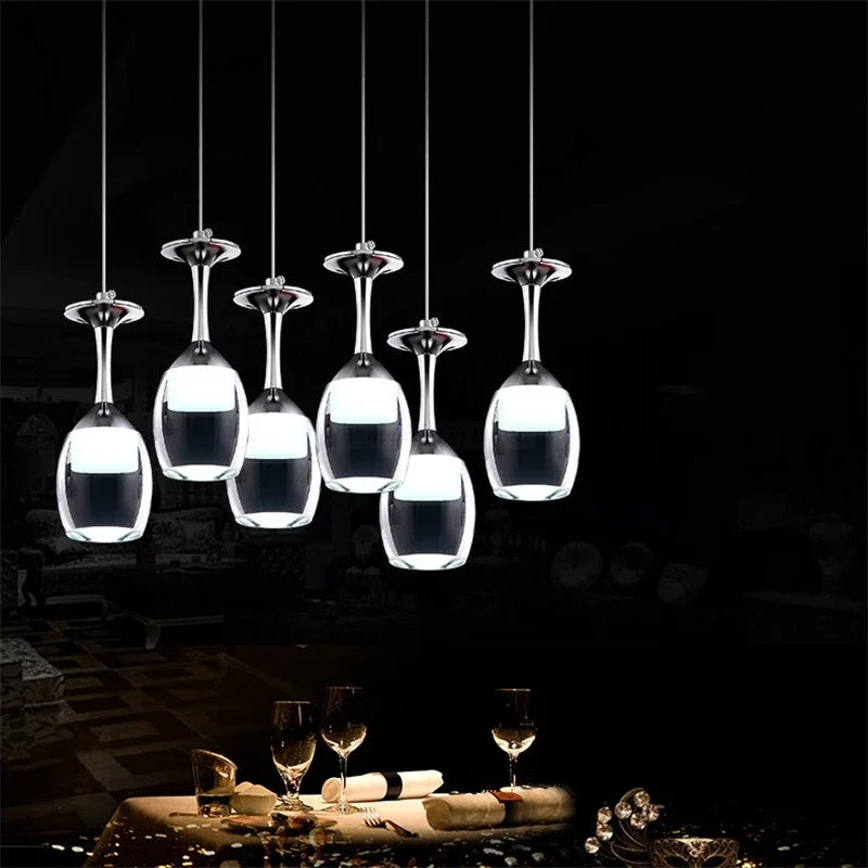 Modern wine glass pendant lights for bar and café - vue 4 sur 16