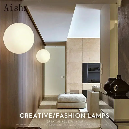 Modern LED wall light with round white glass shade - vue 4 sur 10
