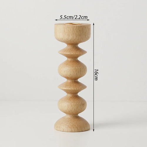 Wooden candle holder for nordic table decoration