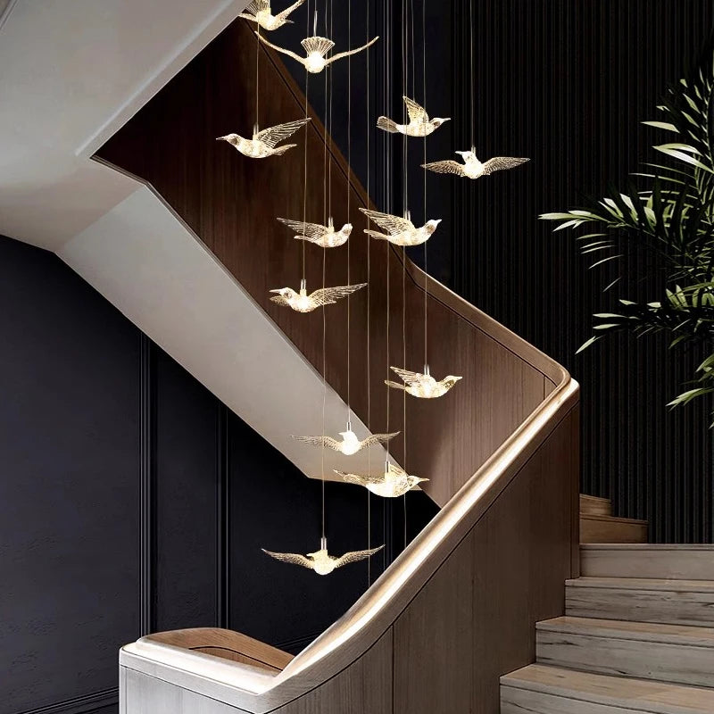 Youlaike bird design LED chandelier for staircases and luxury living rooms