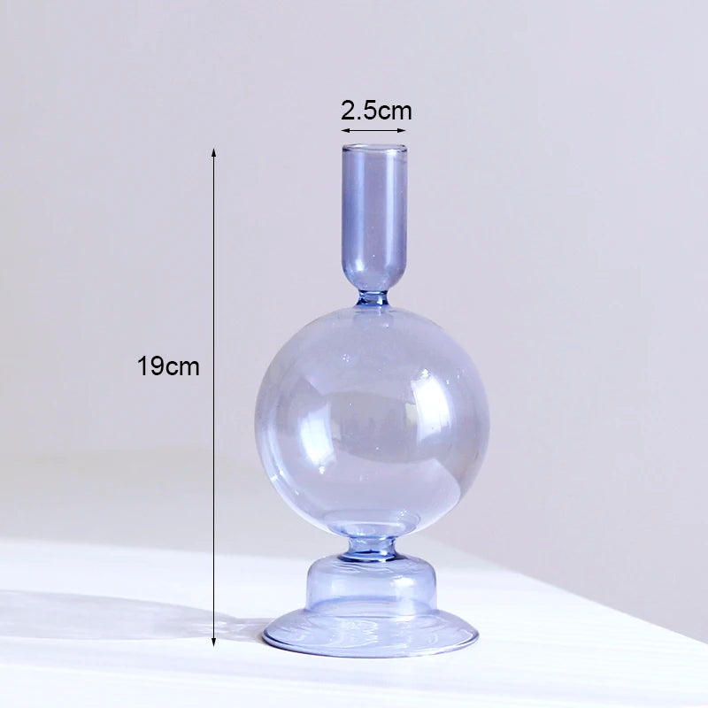 Vintage glass candle holder for weddings and romantic dinners - vue 27 sur 27