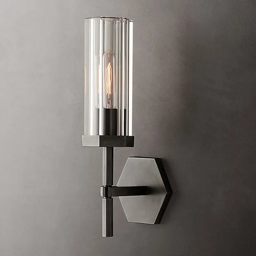 American luxury LED wall light with crystal and gold metal shade - vue 9 sur 11