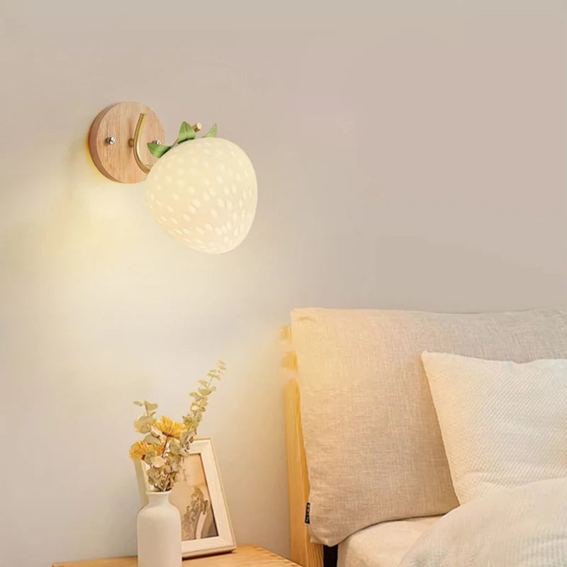 Glass strawberry wall light creative lamp for baby and child