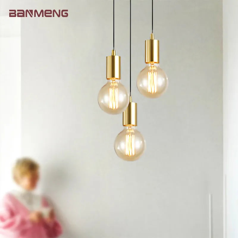 Nordic E27 LED gold modern chandelier for bedroom, kitchen, living room, loft, study, and home decor