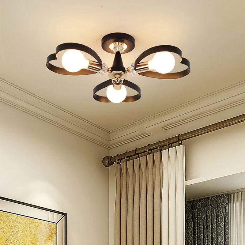 Decorative iron and crystal heart-shaped ceiling light for events