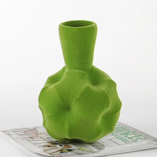abstract flocking resin vase for craft decoration - vue 4 sur 6