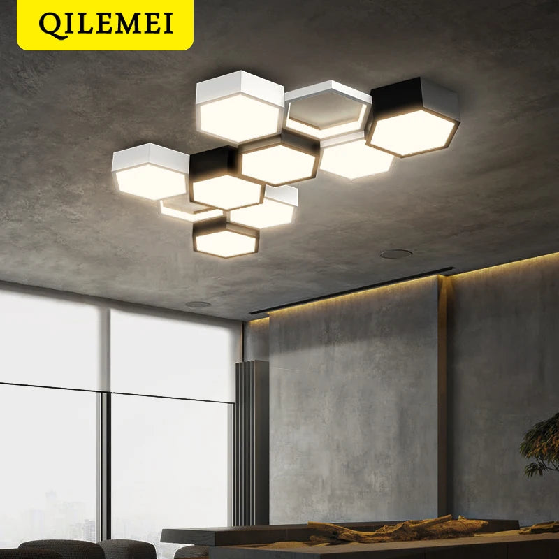 Honeycomb design ceiling light for creative interiors