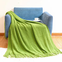 Modern knitted throw for sofa, soft pineapple pattern