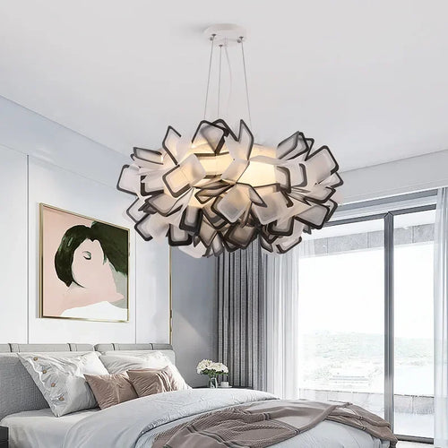 Modern feather LED chandelier with eye protection - vue 8 sur 10