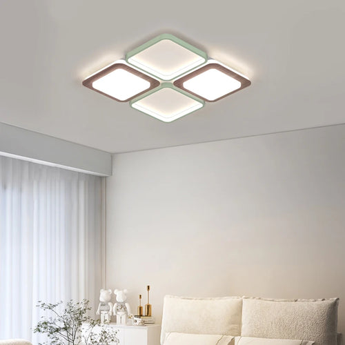 Minimalist square wood grain living room lamp - vue 3 sur 18
