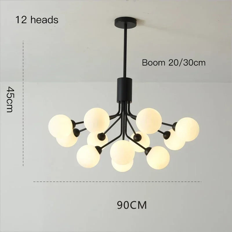 Modern glass bubble and flower decorative chandelier - vue 9 sur 12
