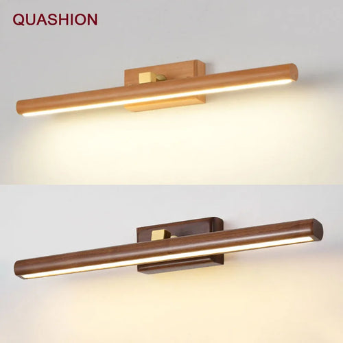 Scandinavian black walnut mirror LED wall lamp - vue 2 sur 8