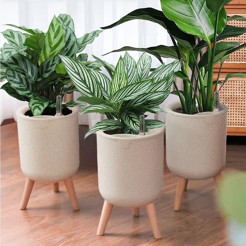 automatic flower pot with water level indicator and storage