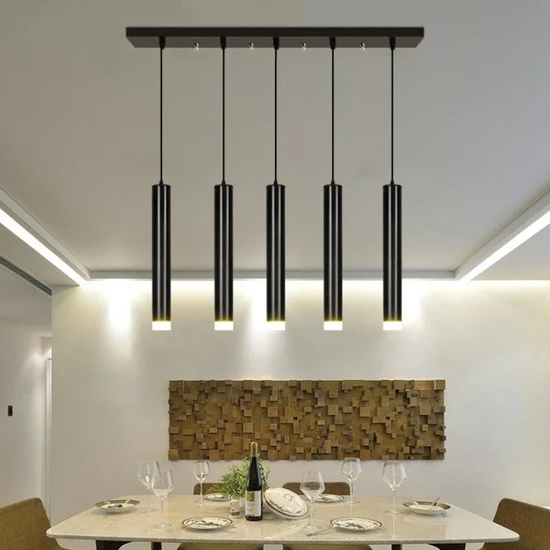 Modern cylindrical pendant light for Nordic interior decor - vue 6 sur 12