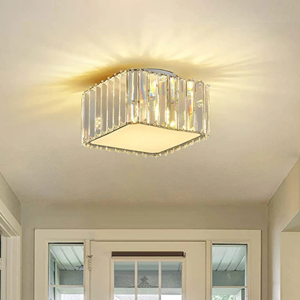 Modern simple crystal square ceiling chandelier luxury LED ceiling light for living room and bedroom