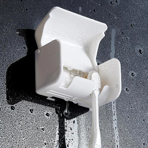 wall-mounted toothbrush and toothpaste holder without drilling - vue 4 sur 8