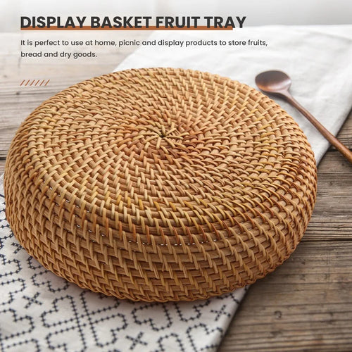handmade round rattan storage basket for fall - vue 4 sur 7