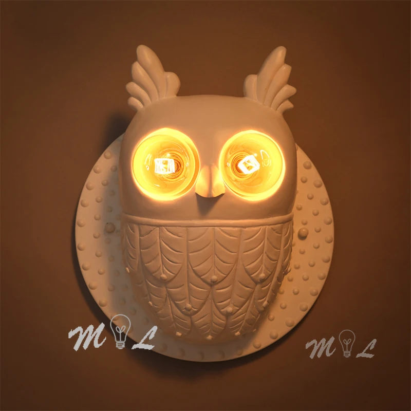 Creative resin owl wall light with LED