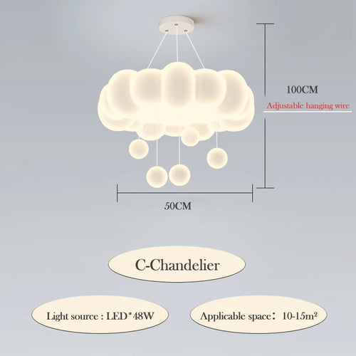 Modern romantic cloud chandelier for children's bedroom interior decoration