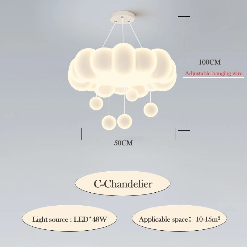 Modern romantic cloud chandelier for children's bedroom interior decoration