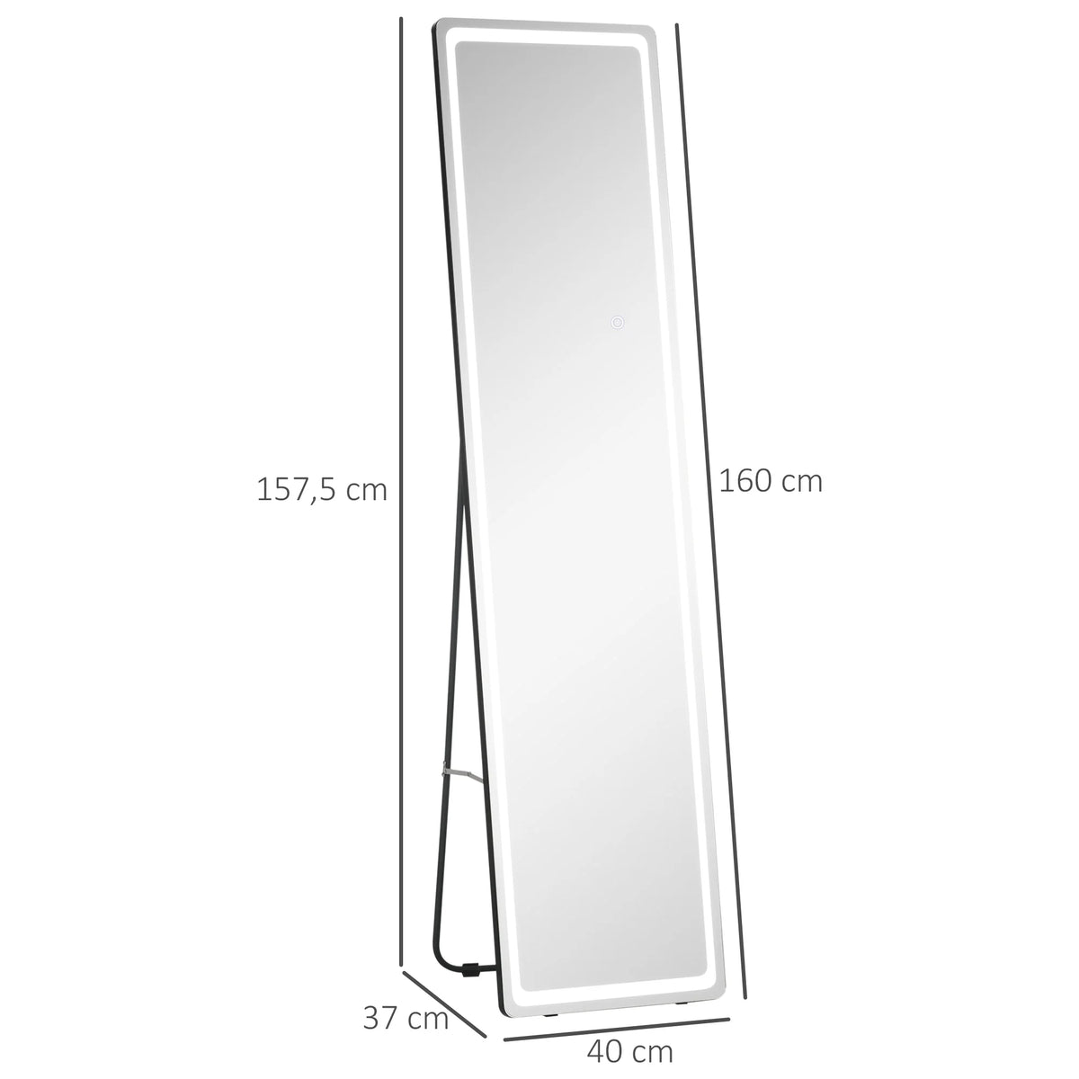 HOMCOM wall mirror full body standing mirror with LED lights 40x37x157,5 cm - vue 6 sur 7