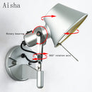 Vintage industrial swing arm wall light for reading