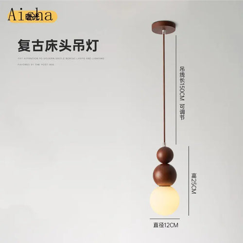 Japanese solid wood pendant light wabi sabi style for interiors - vue 7 sur 8